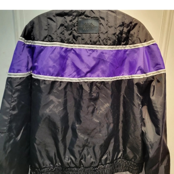 USA BD Biker Design Womens Motorcycle Jacket , Black with purple stripe, Medium, - Picture 2 of 9